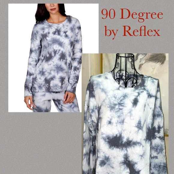 90 DEGREE by REFLEX GRAY & WHITE "ROCK CLIMB" TIE DYE SWEATSHIRT~MISSES MEDIUM - Picture 1 of 7